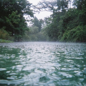 Rain drops on the water