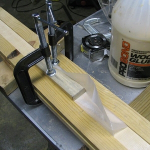 Boards clamped in jig Let glue cure overnight