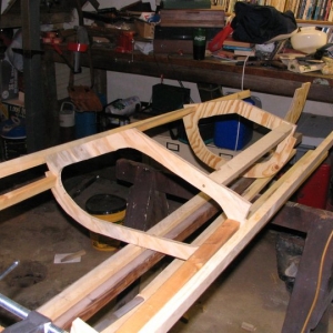 Sheer clamps being fitted to frames Note temporary