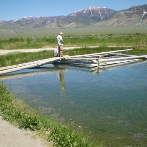 Barney Hot Springs  The old cowboys and ranchers put a barrier of logs around the hot springs to raise the temp to a nice level. the walls used to be a lot higher so their women folk could have a little privacy when they took their weekly bath.