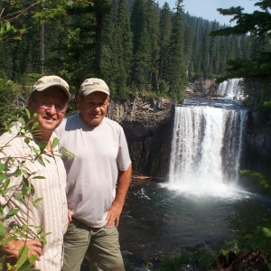 Matt and Grandpa posing in front of Colonade Falls.