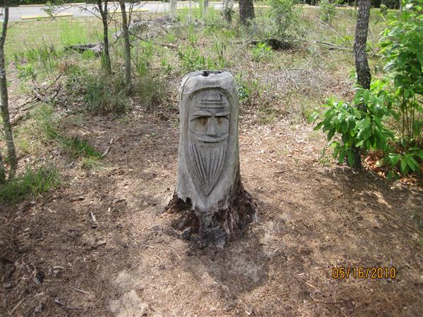 A cool little face carved into a stump.